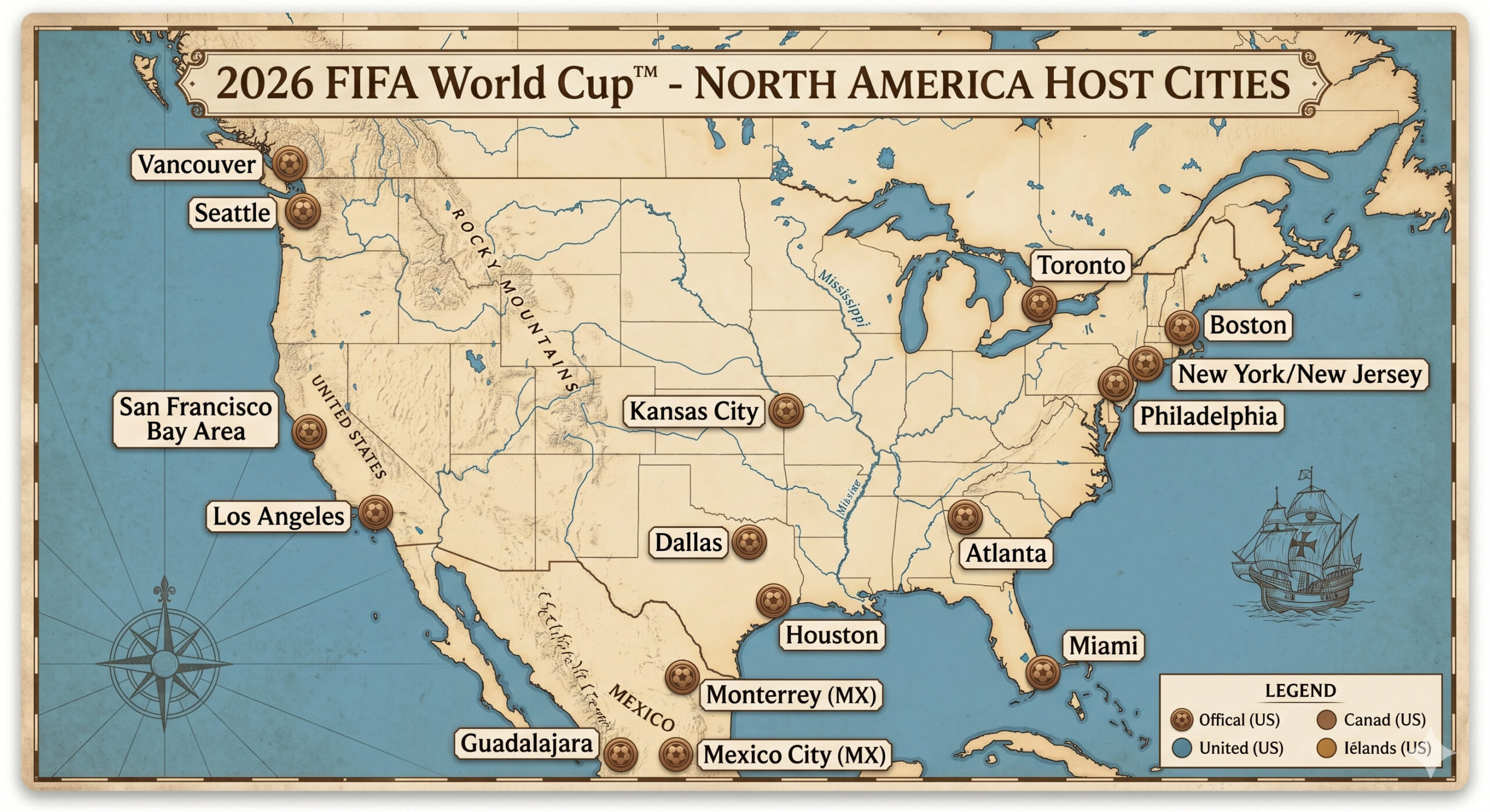 2026 FIFA World Cup Host Cities Map Placeholder