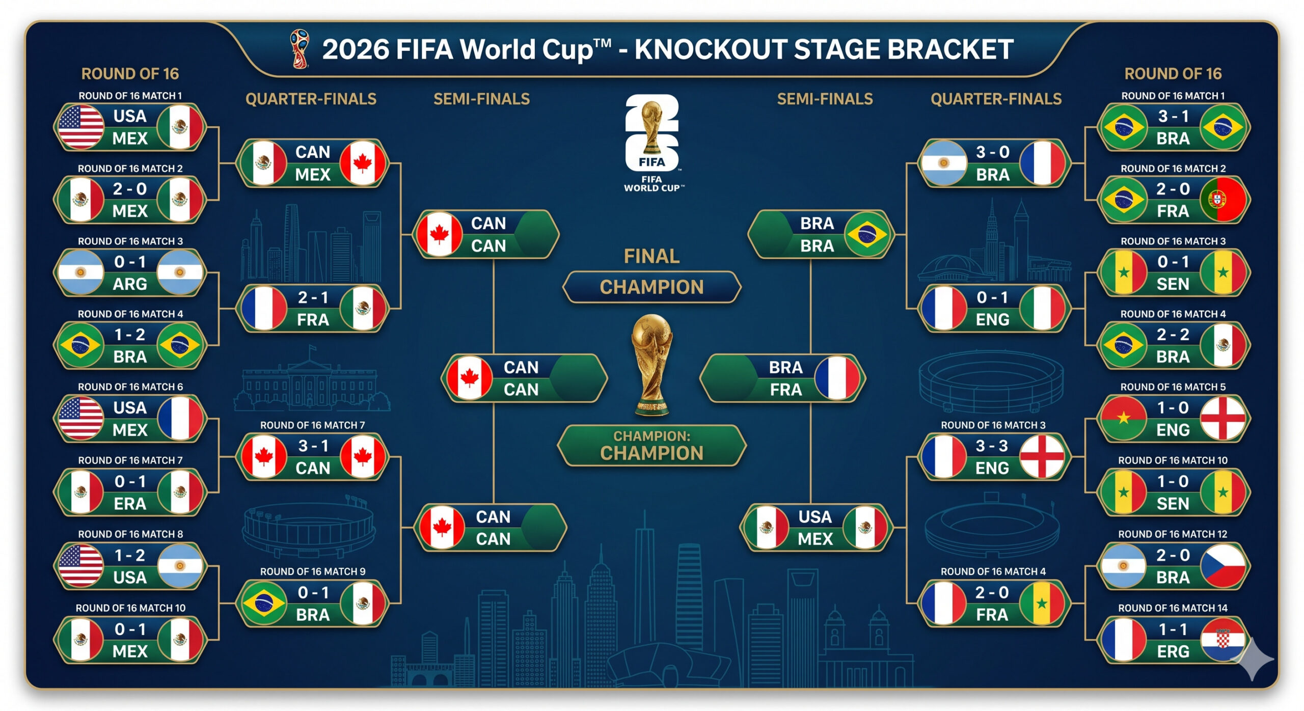 2026 FIFA World Cup Knockout Bracket Placeholder